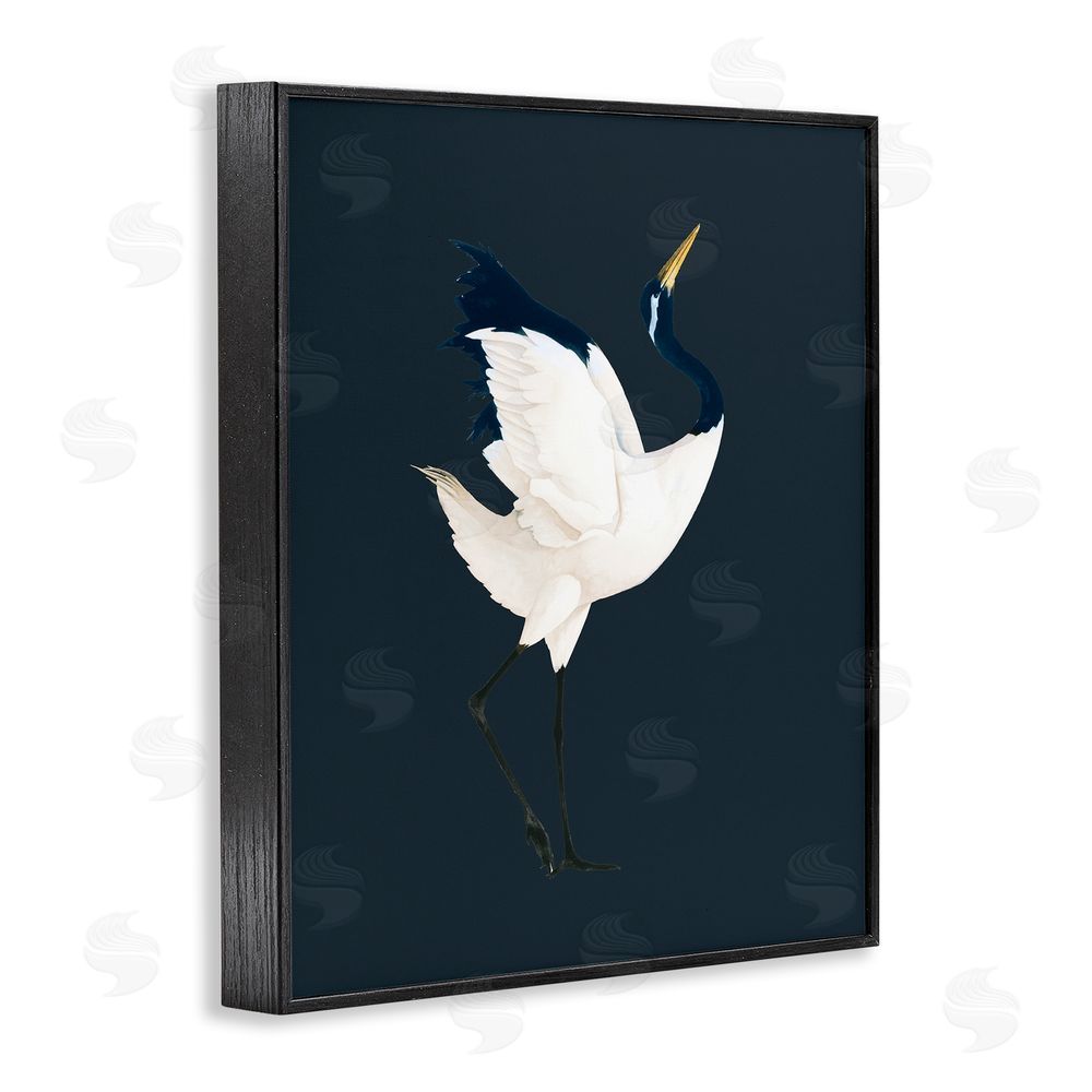 Grace Popp Crane Bird Facing Right Black Framed Giclee Wall Art Print