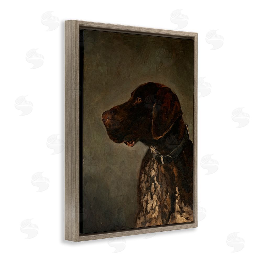 Marian Parsons Traditional Pointer Dog Portrait Brown Floating Frame Canvas Wall Art Print