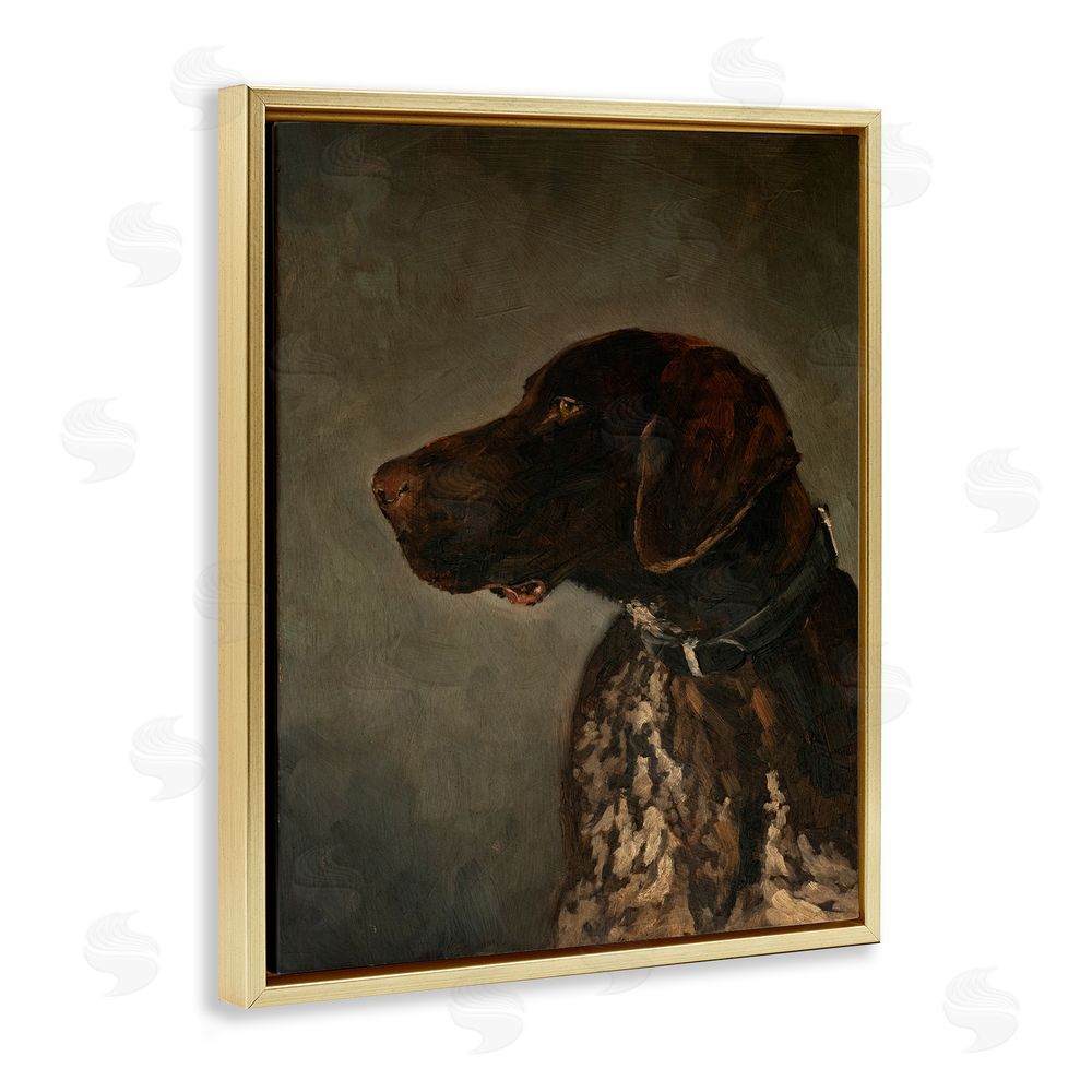 Marian Parsons Traditional Pointer Dog Portrait Gold Floating Frame Canvas Wall Art Print
