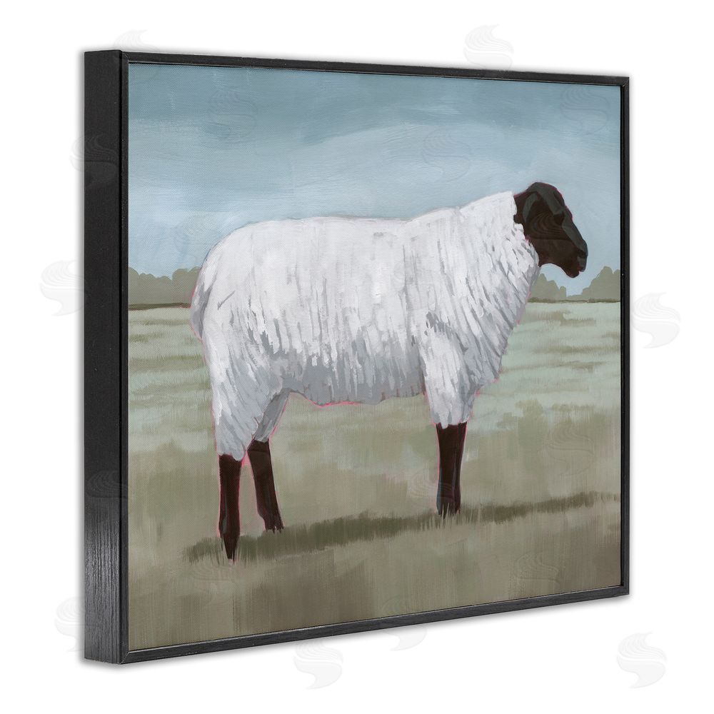 Grace Popp Sheep on Farm Painting Black Framed Giclee Wall Art Print