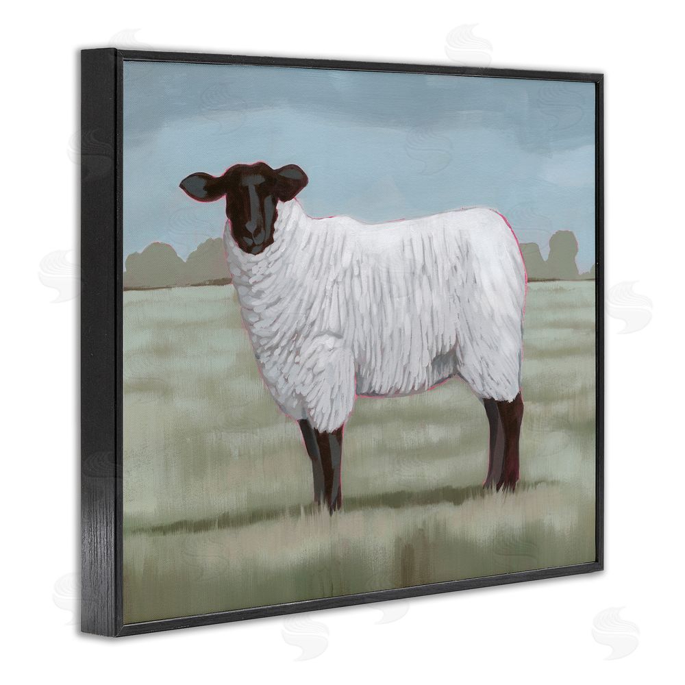 Grace Popp Traditional Farm Sheep Black Framed Giclee Wall Art Print