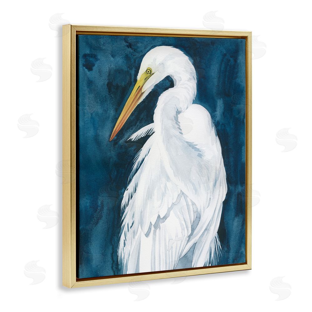 Grace Popp Nautical Bird Portrait Gold Floating Frame Canvas Wall Art Print