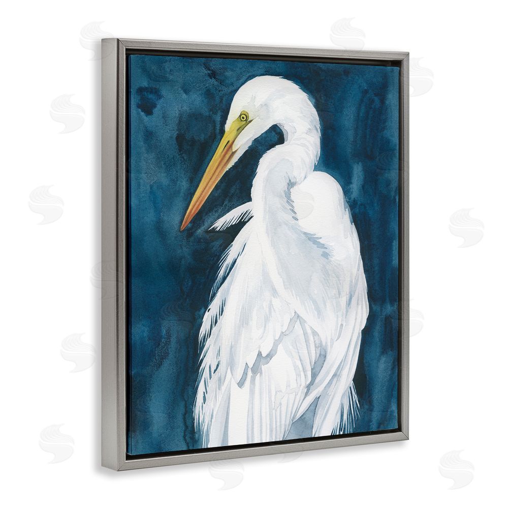 Grace Popp Nautical Bird Portrait Grey Floating Frame Canvas Wall Art Print