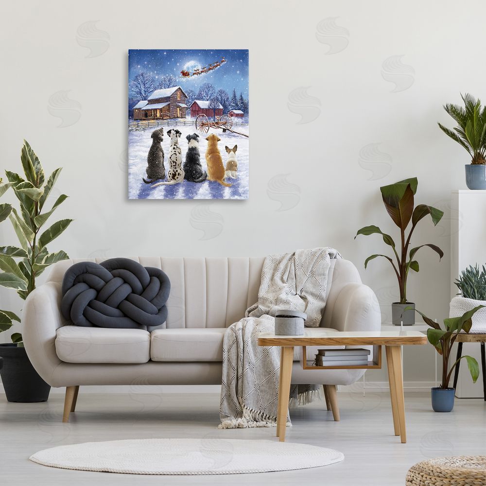 Ian Saxton Snowy Farm Dogs Canvas Wall Art Print in Room