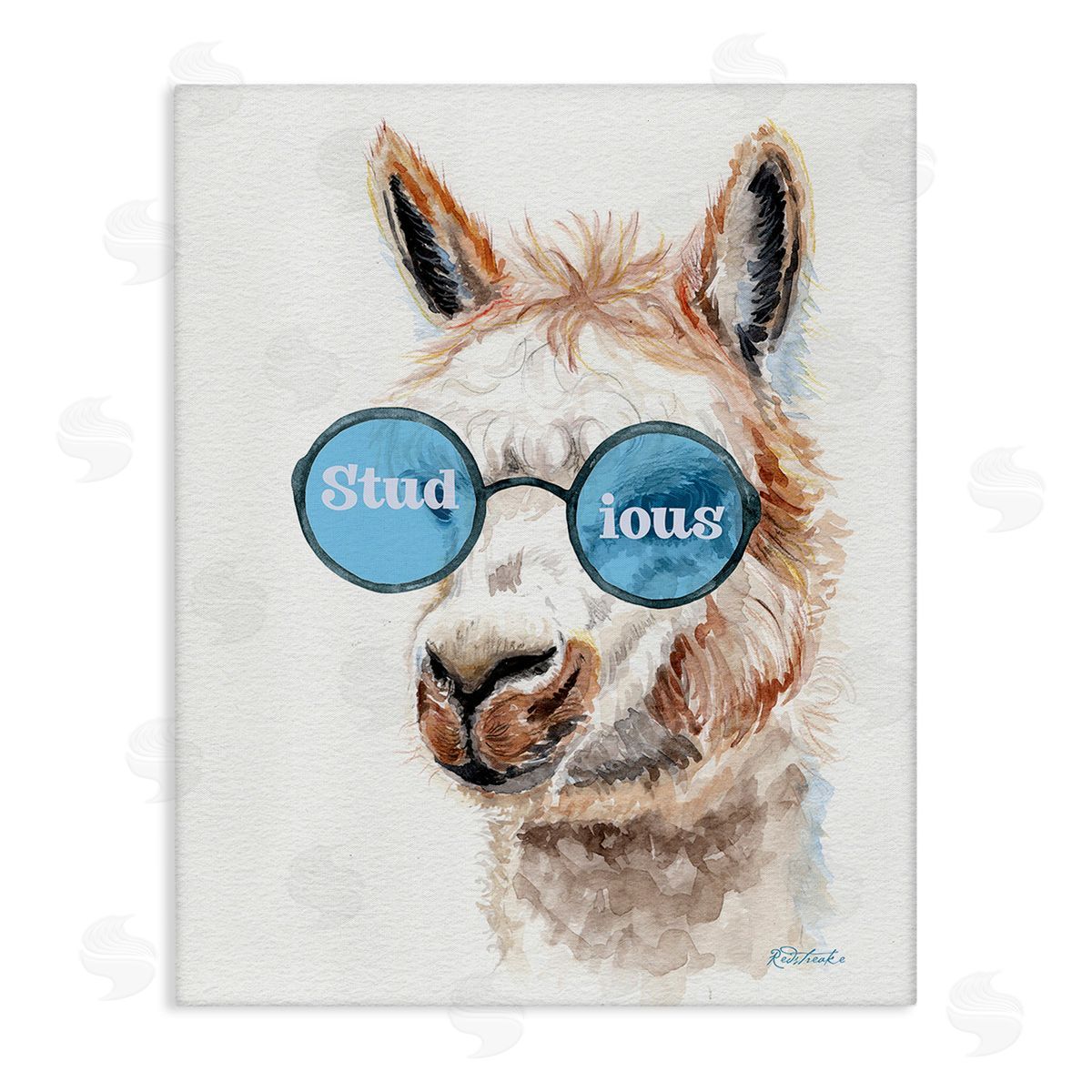 Jennifer Redstreake Stud-ious Funny Llama Stretched Canvas Wall Art Print
