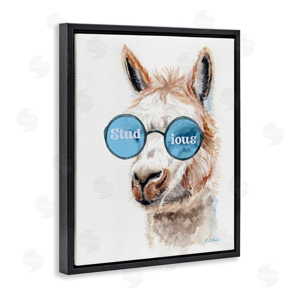 Jennifer Redstreake Stud-ious Funny Llama Black Floating Frame Canvas Wall Art Print