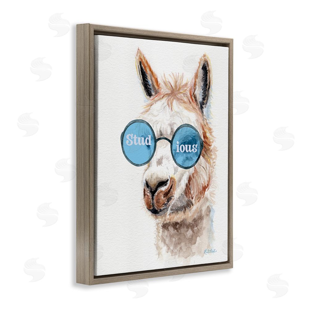 Jennifer Redstreake Stud-ious Funny Llama Brown Floating Frame Canvas Wall Art Print