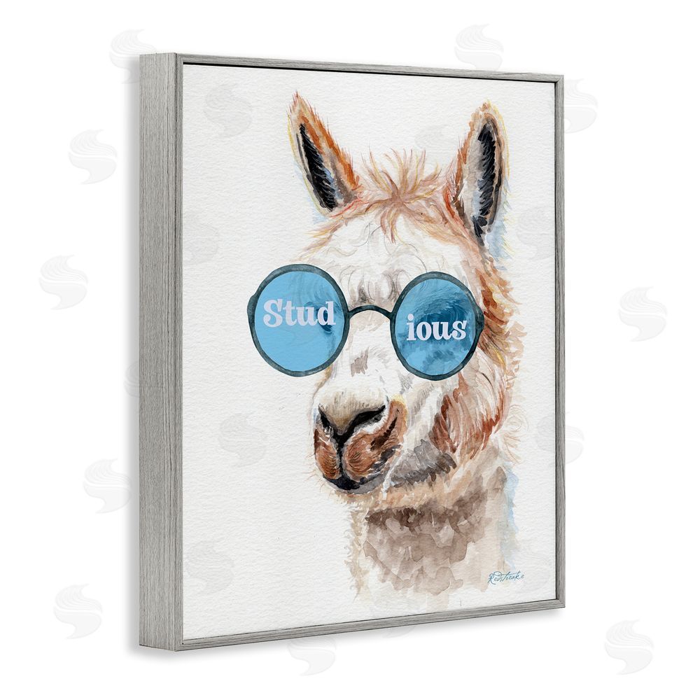 Jennifer Redstreake Stud-ious Funny Llama Gray Framed Giclee Wall Art Print
