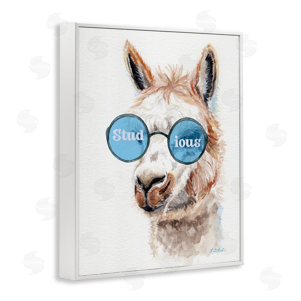 Jennifer Redstreake Stud-ious Funny Llama White Framed Giclee Wall Art Print