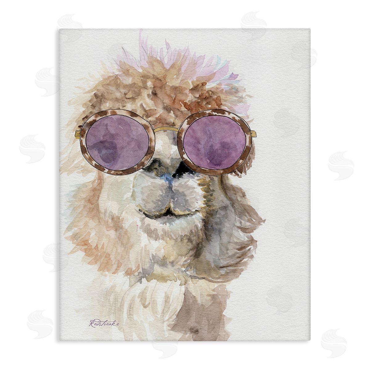Jennifer Redstreake Fashionable Alpaca Portrait Stretched Canvas Wall Art Print
