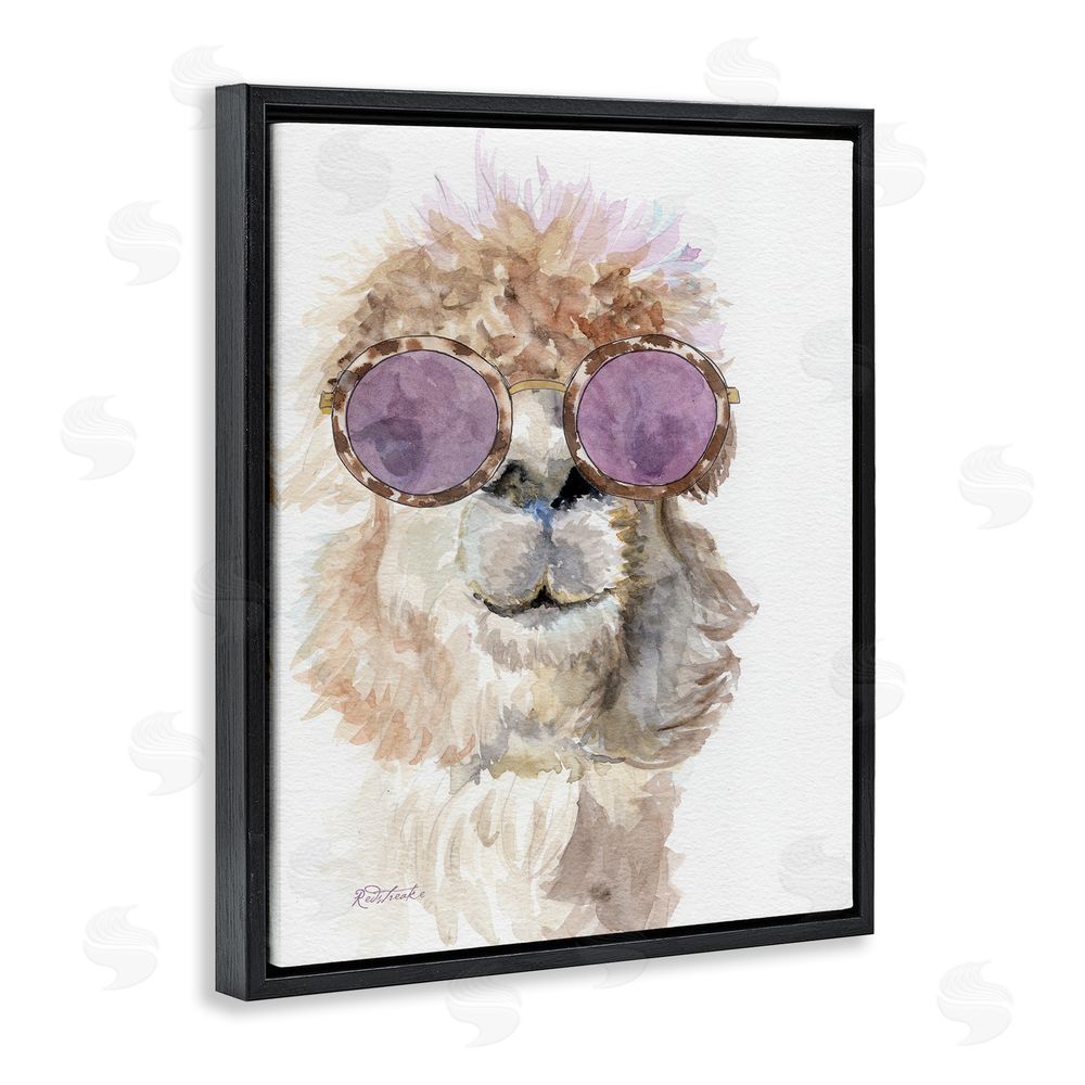 Jennifer Redstreake Fashionable Alpaca Portrait Black Floating Frame Canvas Wall Art Print