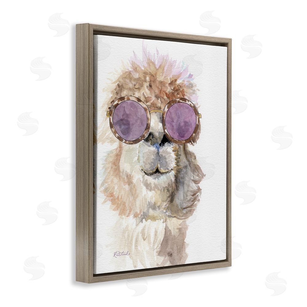 Jennifer Redstreake Fashionable Alpaca Portrait Brown Floating Frame Canvas Wall Art Print