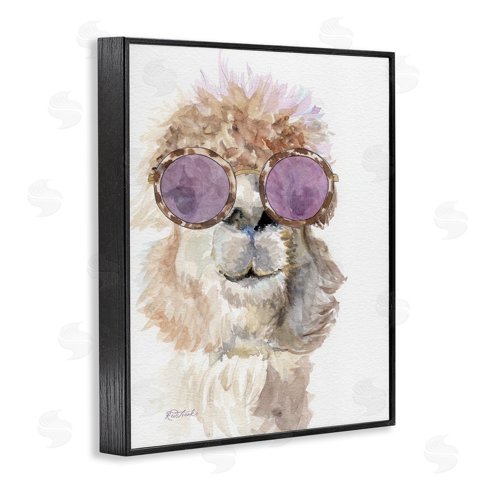 Jennifer Redstreake Fashionable Alpaca Portrait Black Framed Giclee Wall Art Print