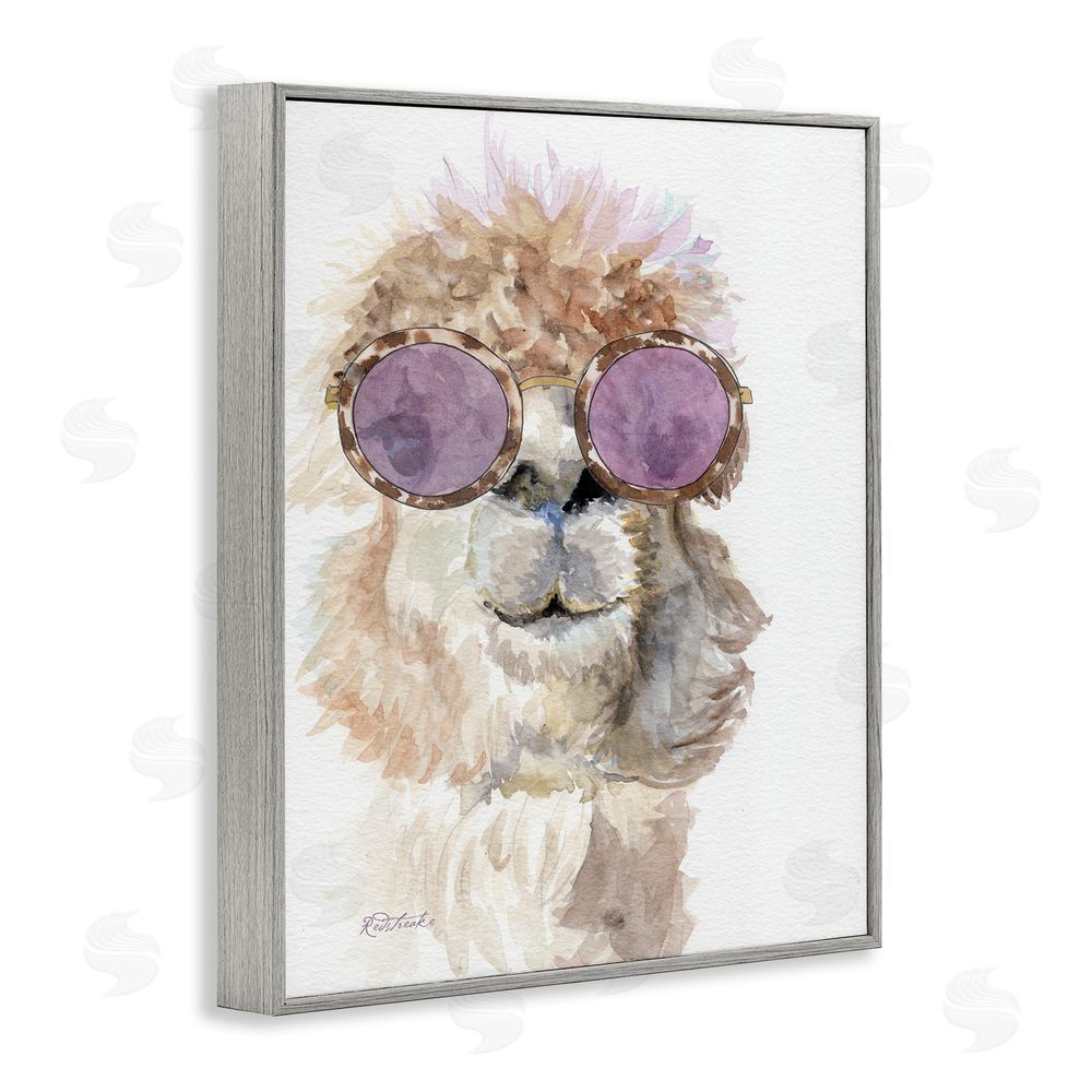 Jennifer Redstreake Fashionable Alpaca Portrait Gray Framed Giclee Wall Art Print