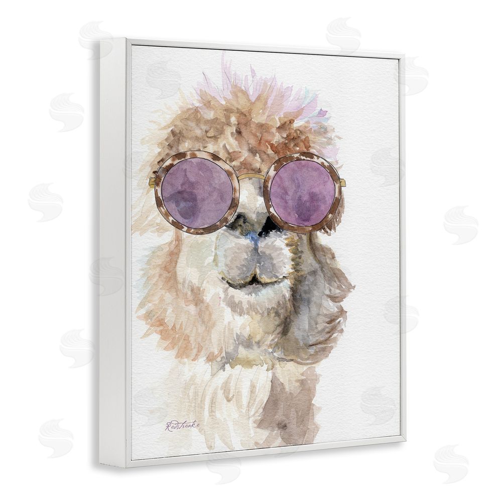 Jennifer Redstreake Fashionable Alpaca Portrait White Framed Giclee Wall Art Print