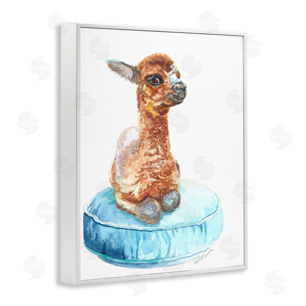 Jennifer Redstreake Baby Goat on Pillow White Framed Giclee Wall Art Print