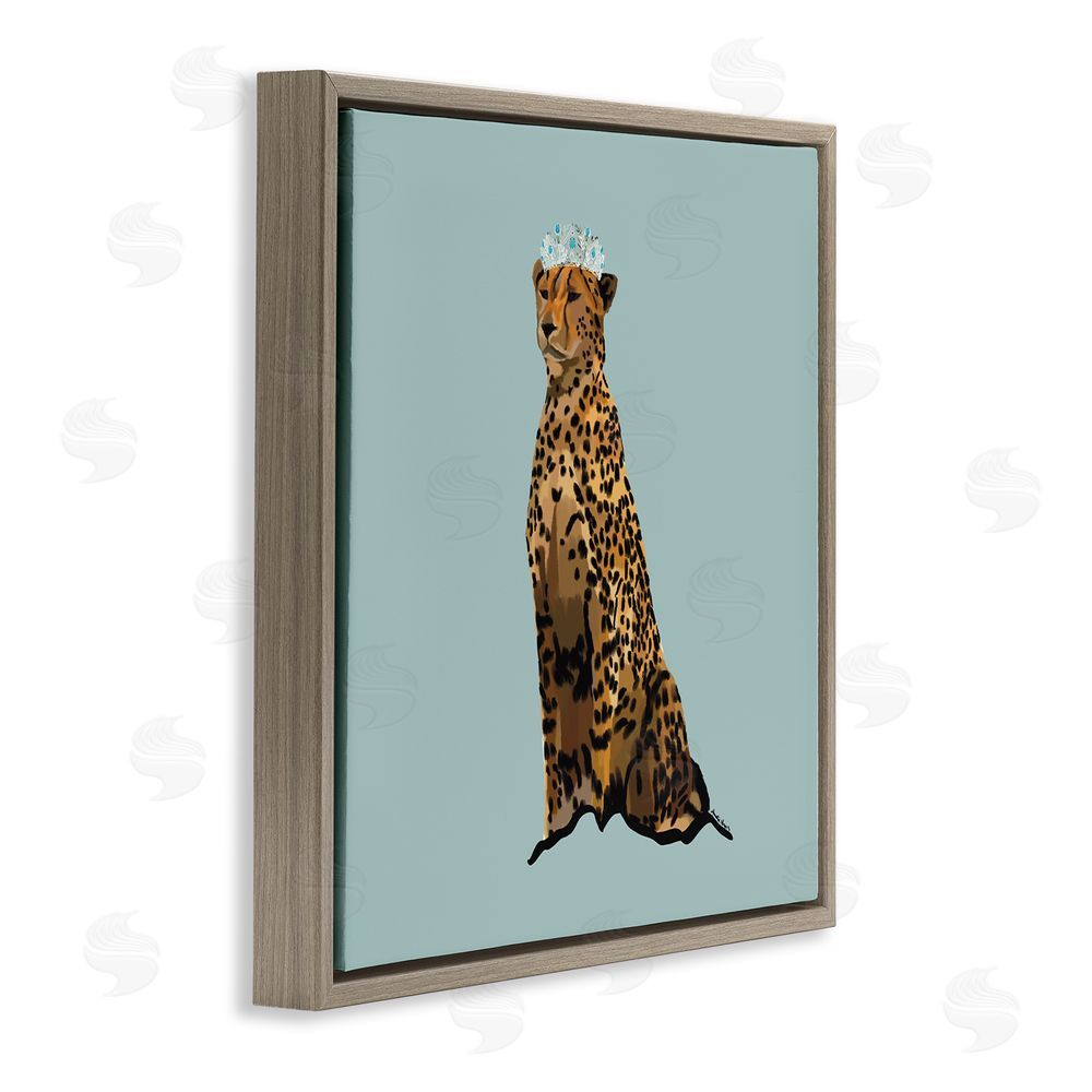 Amelia Noyes Regal Leopard with Crown Brown Floating Frame Canvas Wall Art Print