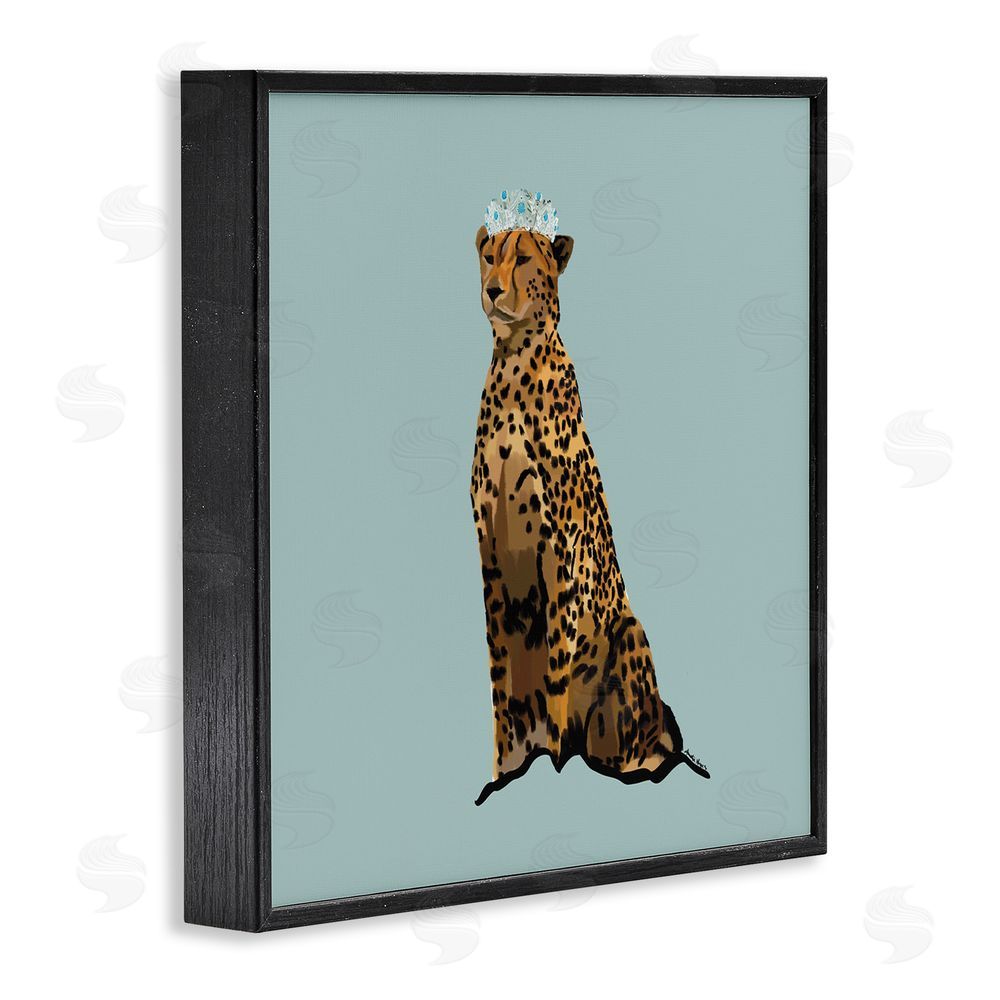 Amelia Noyes Regal Leopard with Crown Black Framed Glicee Wall Art Print