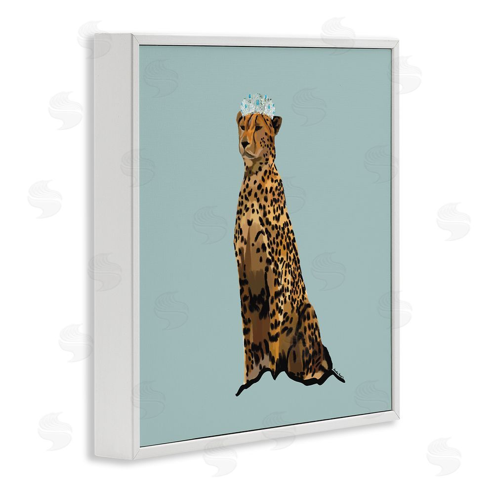 Amelia Noyes Regal Leopard with Crown White Framed Glicee Wall Art Print