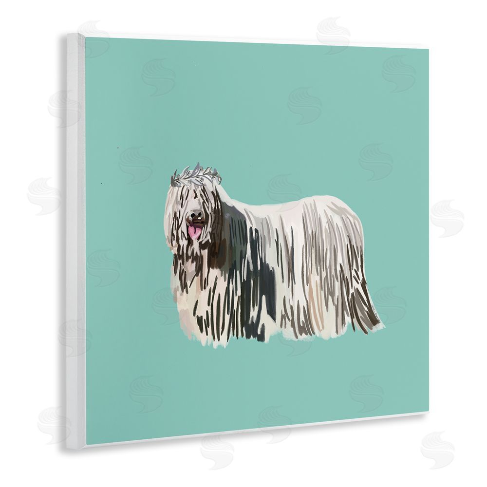 Amelia Noyes Long Haired Dog in Crown Wooden Wall Plaque Art Print