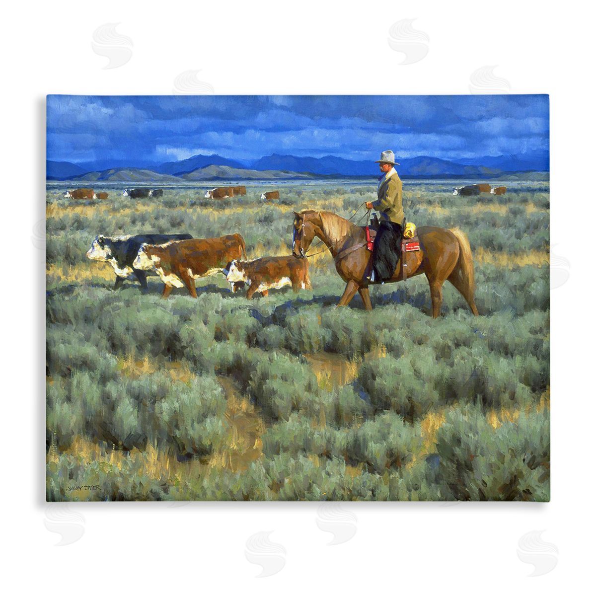 Jimmy Dyer Cowboy Rounding Cattle