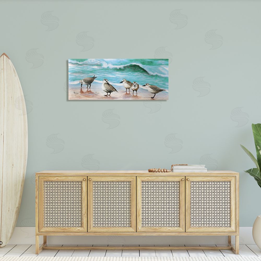 Christine Reichow Sandpipers Along Beach Shore