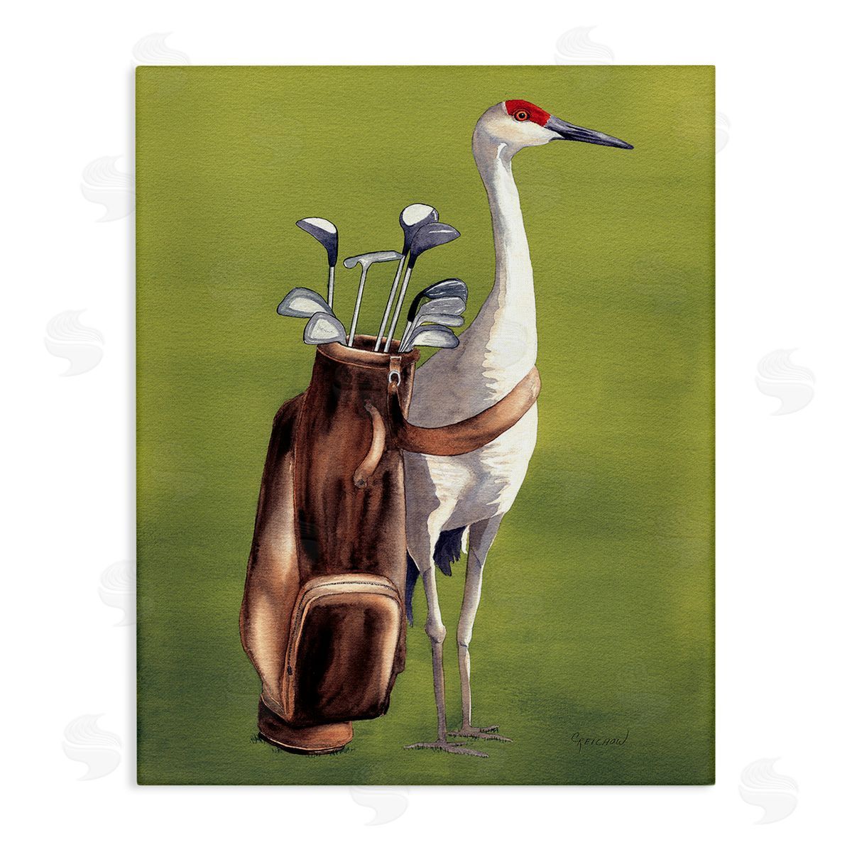 Christine Reichow Crane Bird with Golf Clubs