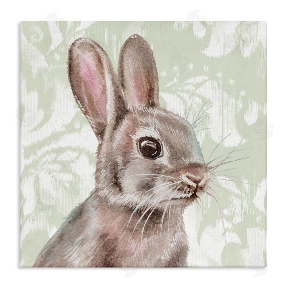 Courtney Morgenstern Rabbit with Floral Pattern Stretched Canvas Wall Art Print