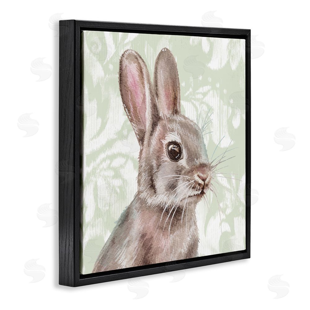 Courtney Morgenstern Rabbit with Floral Pattern Black Floating Frame Canvas Wall Art Print