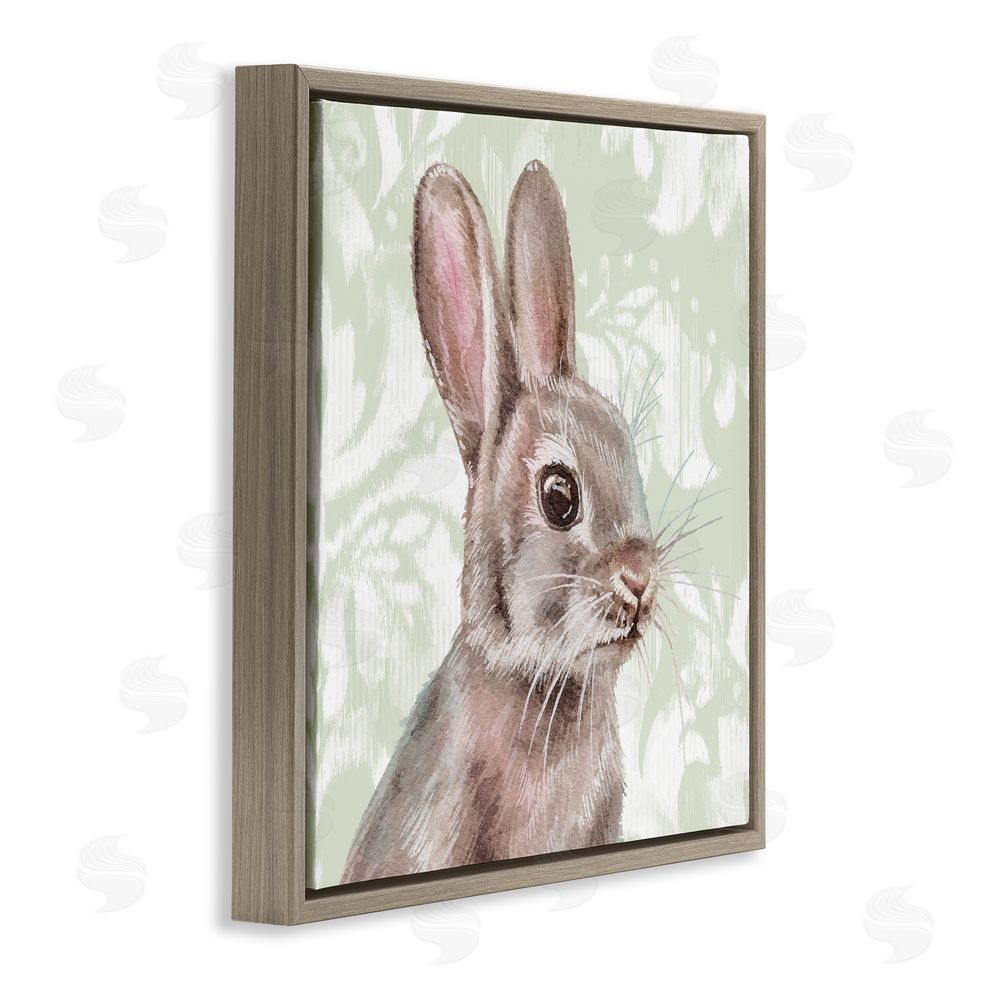 Courtney Morgenstern Rabbit with Floral Pattern Brown Floating Frame Canvas Wall Art Print
