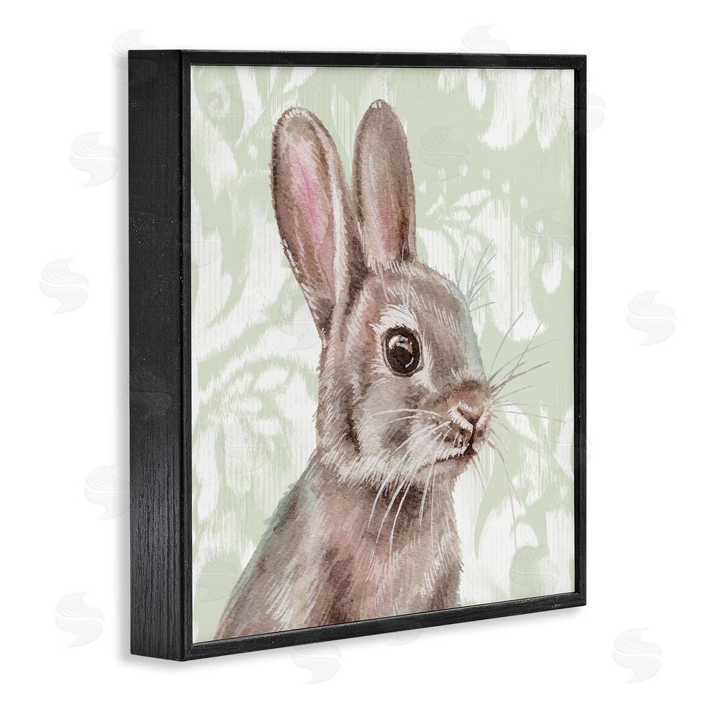 Courtney Morgenstern Rabbit with Floral Pattern Black Framed Glicee Wall Art Print