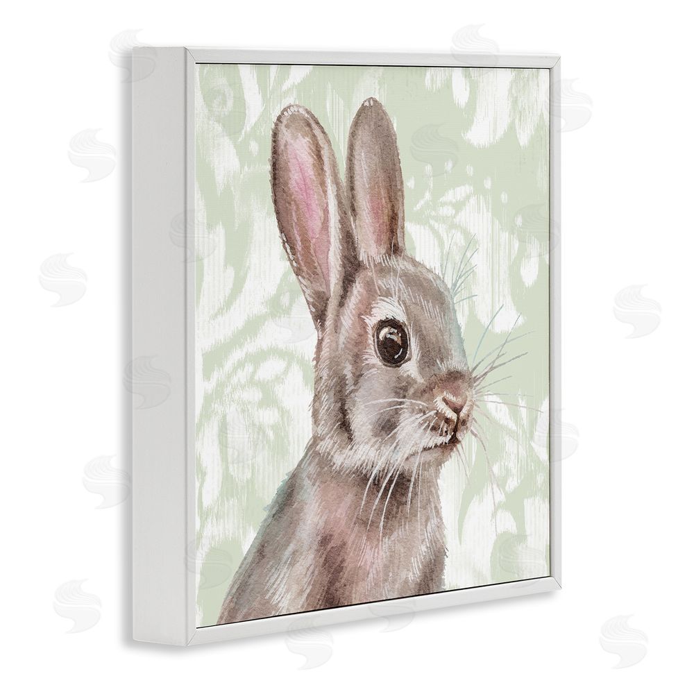 Courtney Morgenstern Rabbit with Floral Pattern White Framed Glicee Wall Art Print
