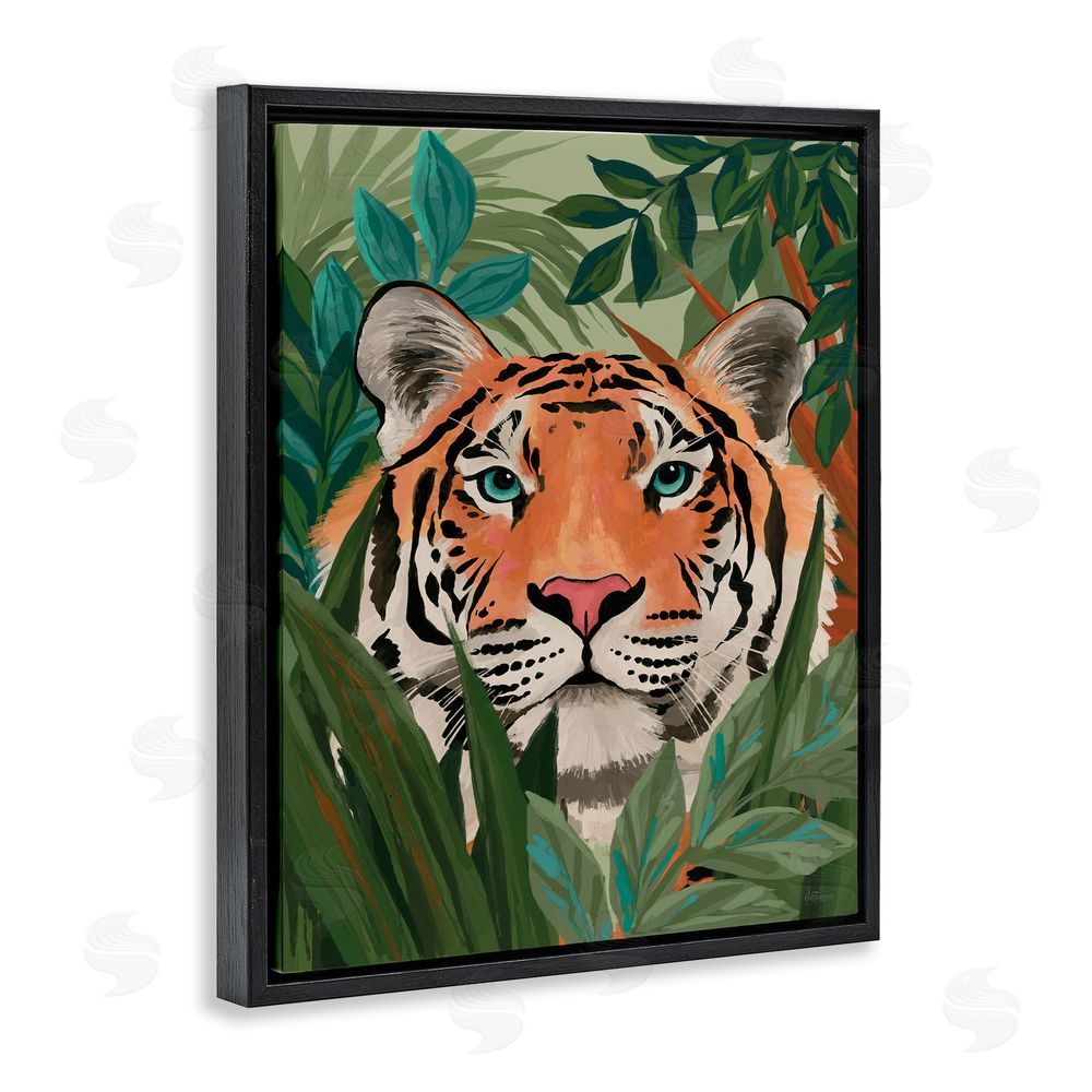 Cat Thurman Designs Tiger Peeking in Leaves