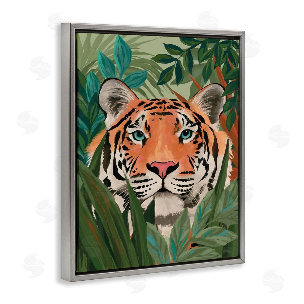 Cat Thurman Designs Tiger Peeking in Leaves