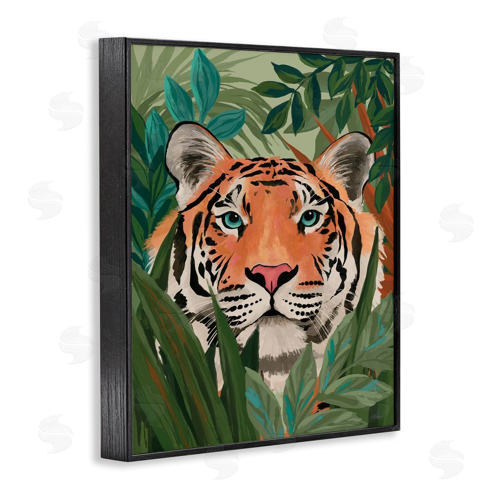 Cat Thurman Designs Tiger Peeking in Leaves