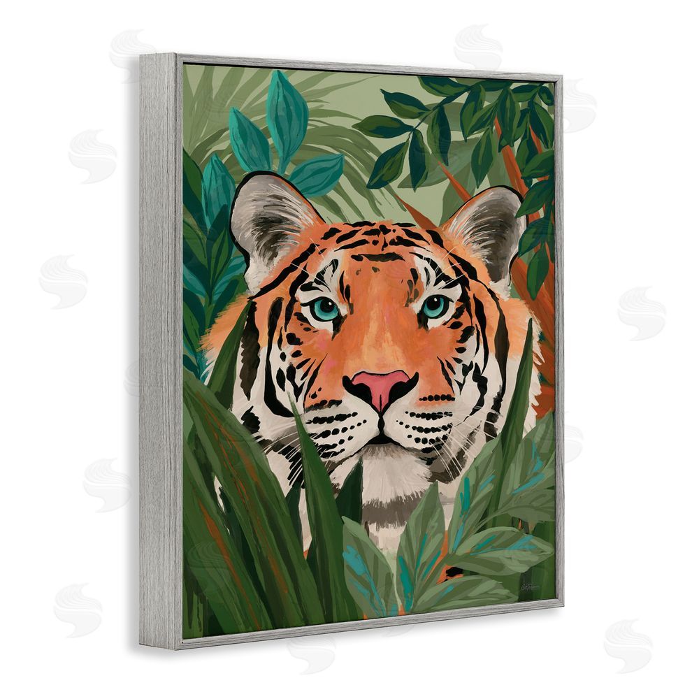 Cat Thurman Designs Tiger Peeking in Leaves