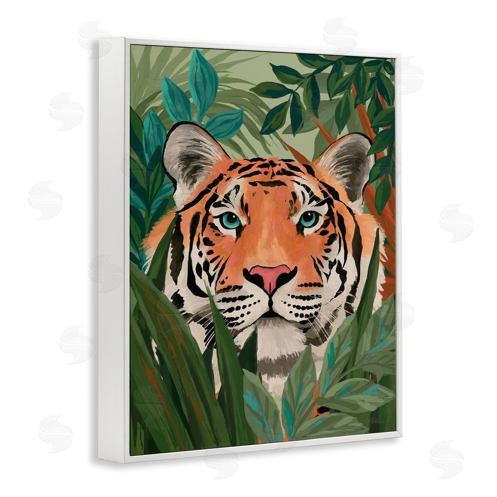 Cat Thurman Designs Tiger Peeking in Leaves