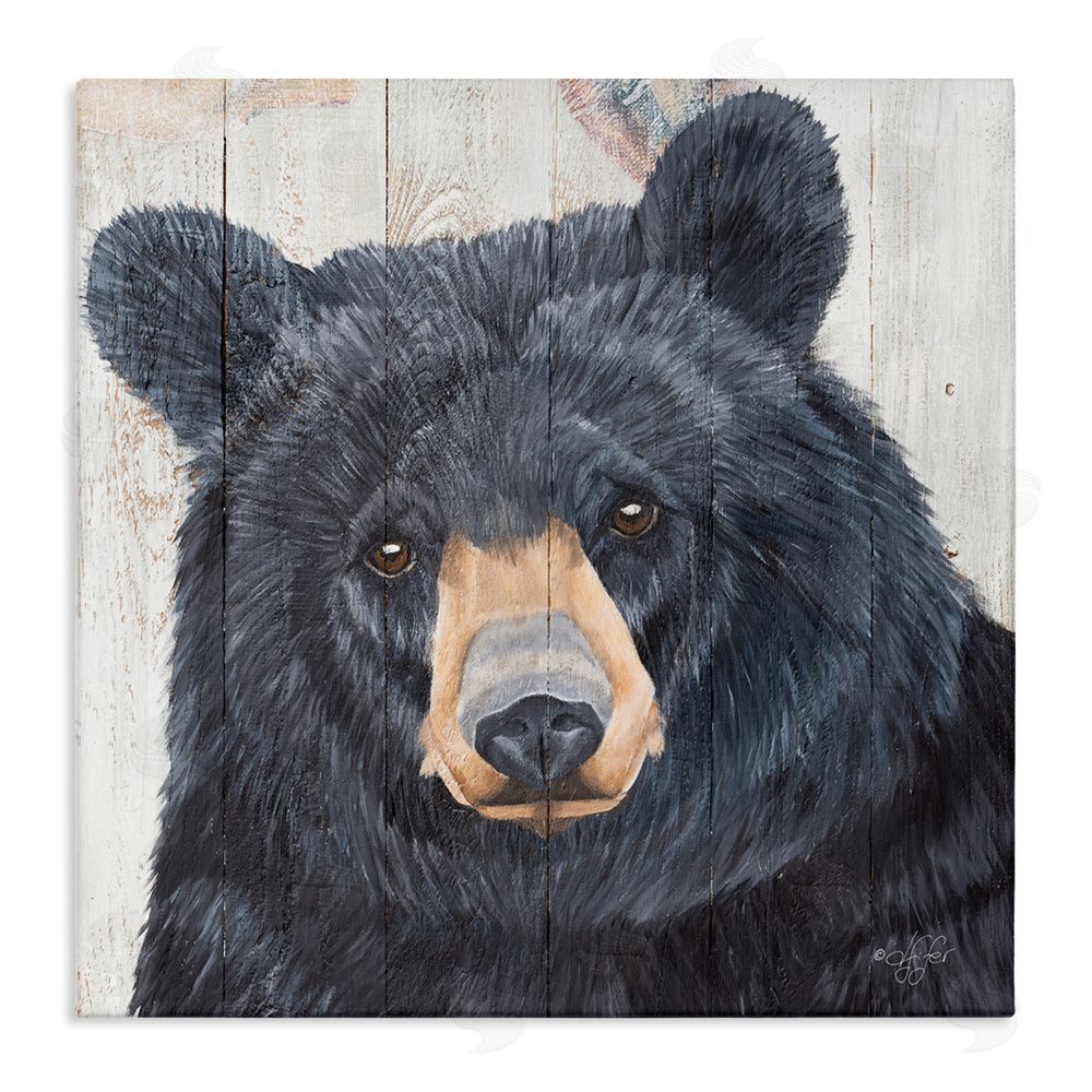 Diane Fifer Rustic Black Bear Stretched Canvas Wall Art Print
