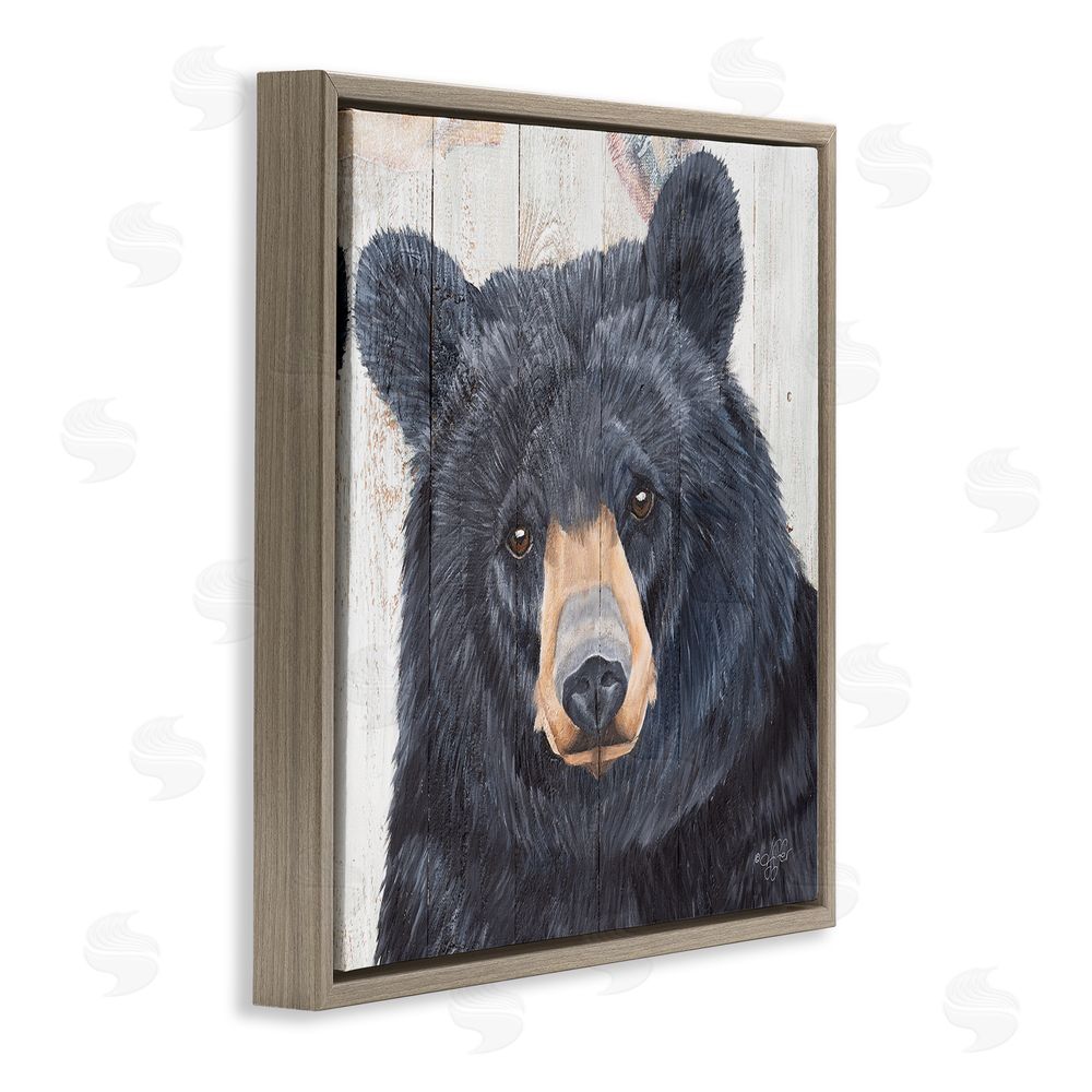 Diane Fifer Rustic Black Bear Brown Floating Frame Canvas Wall Art Print