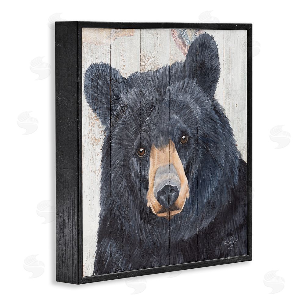 Diane Fifer Rustic Black Bear Black Framed Glicee Wall Art Print