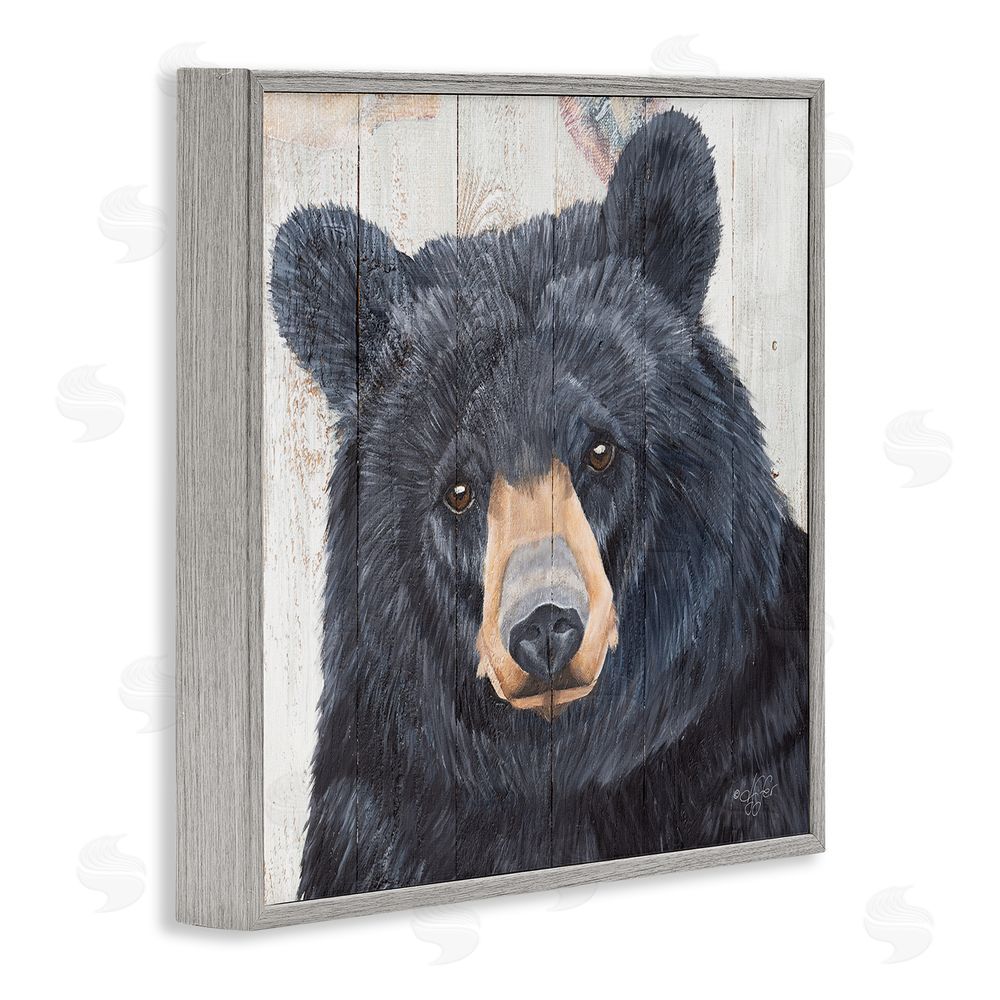 Diane Fifer Rustic Black Bear Gray Framed Glicee Wall Art Print