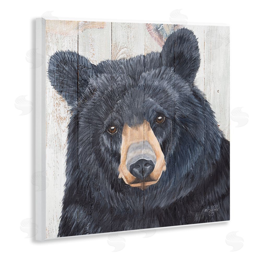 Diane Fifer Rustic Black Bear Wooden Wall Plaque Art Print