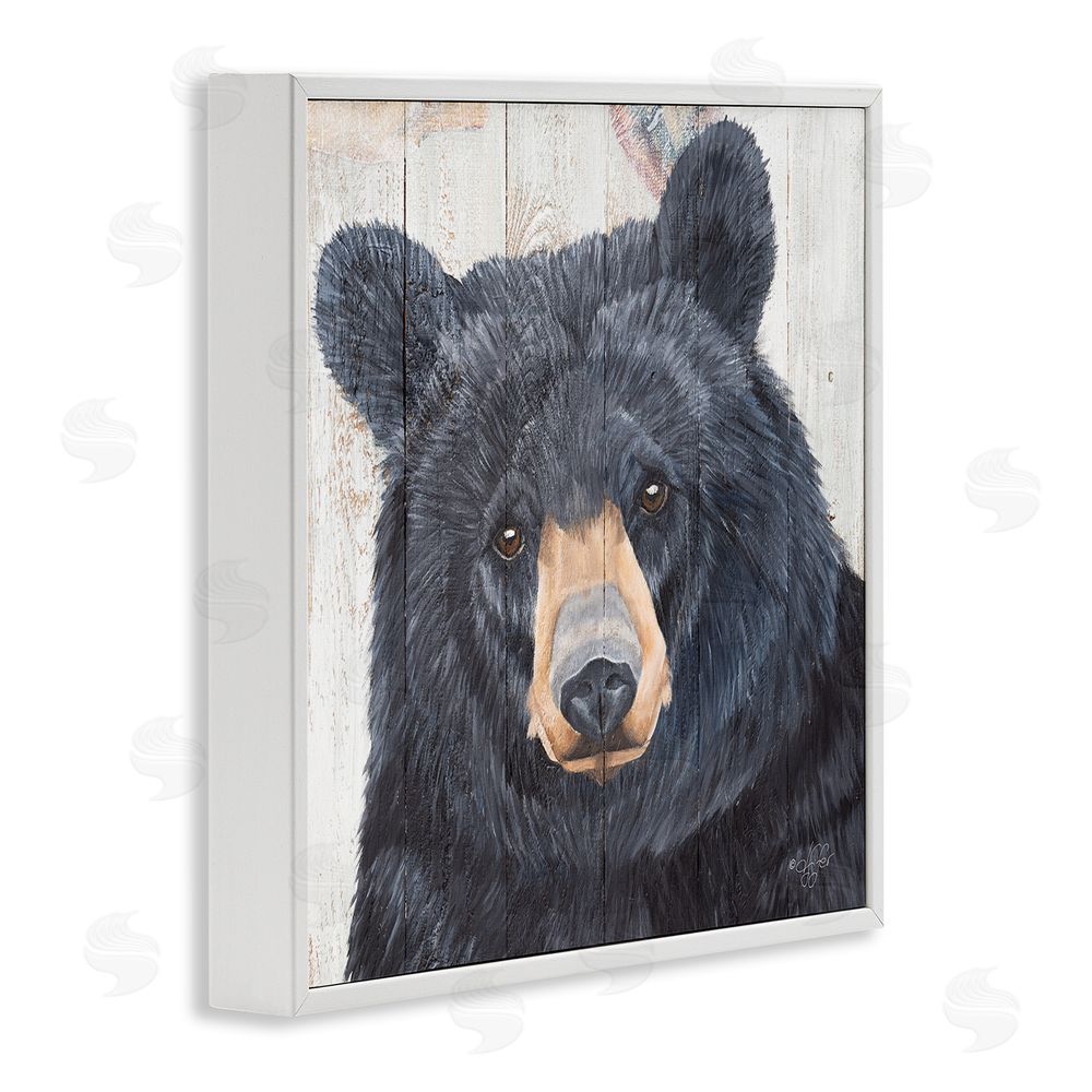 Diane Fifer Rustic Black Bear White Framed Glicee Wall Art Print