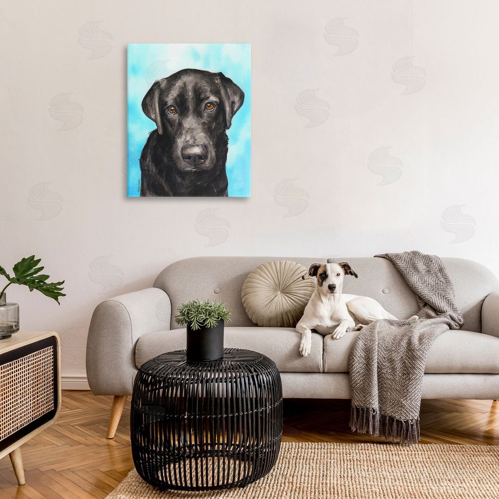 George Dyachenko Black Lab Portrait on Blue