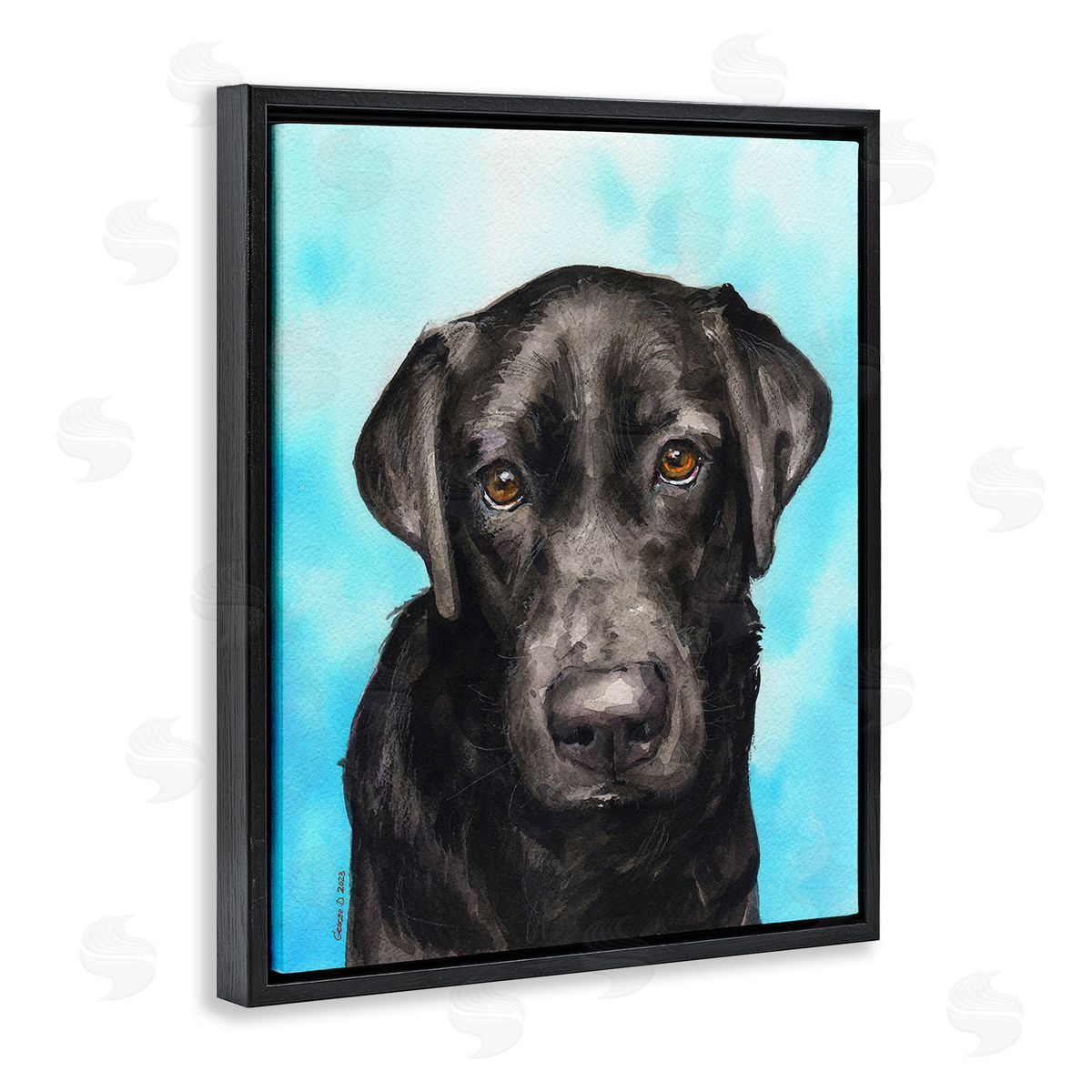 George Dyachenko Black Lab Portrait on Blue