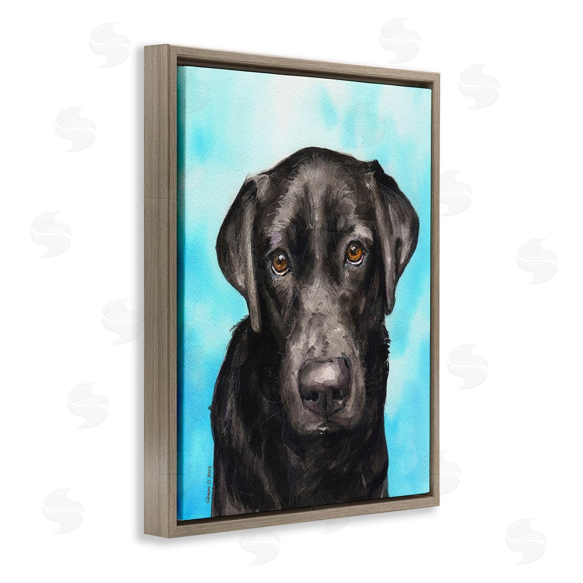 George Dyachenko Black Lab Portrait on Blue