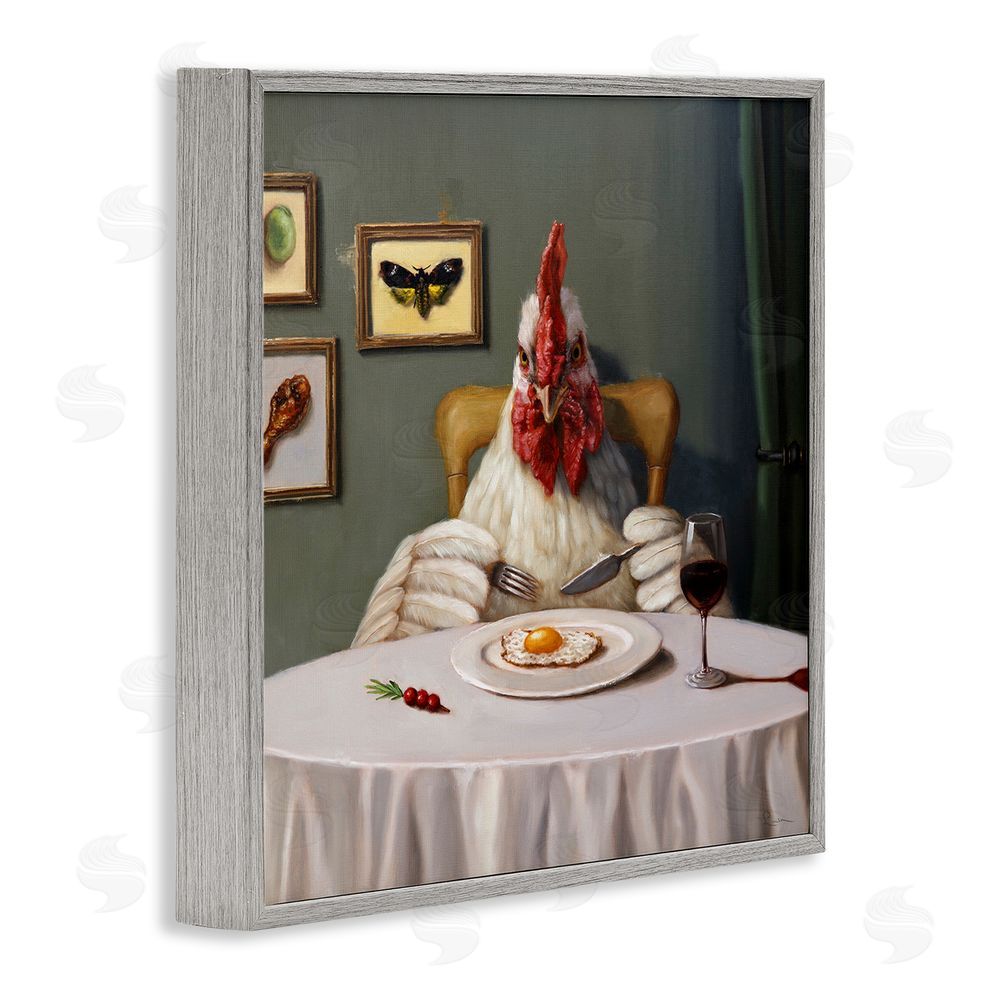 Lucia Heffernan Chicken & Egg Dinner Gray Framed Glicee Wall Art Print
