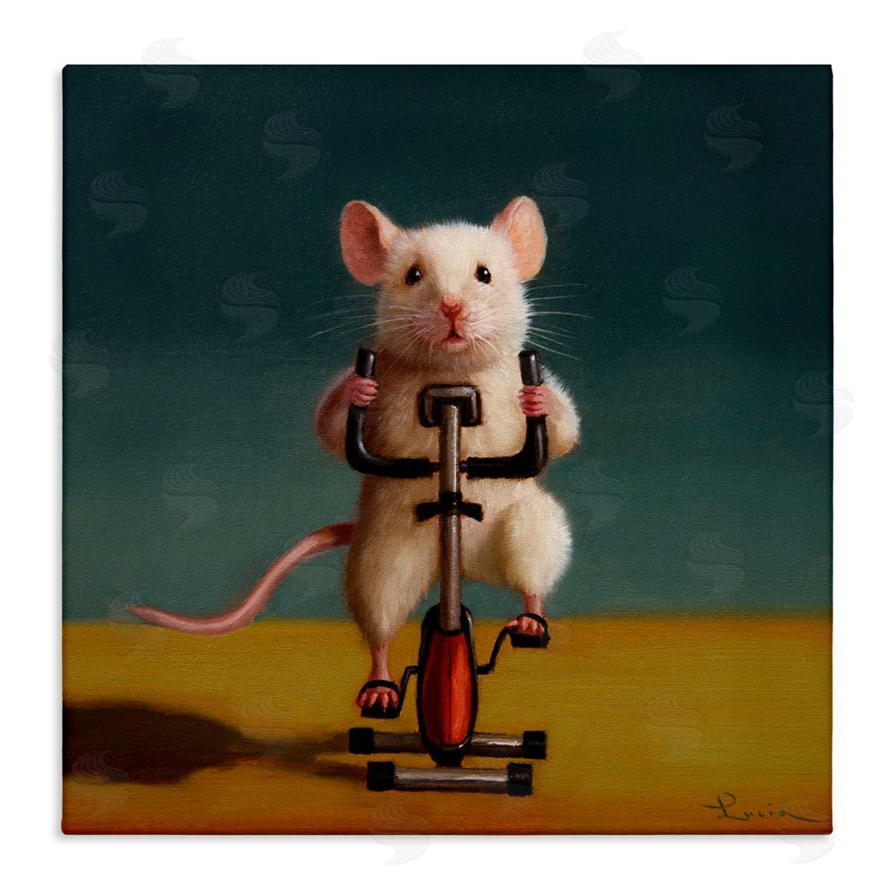 Lucia Heffernan Funny Workout Mouse Stretched Canvas Wall Art Print