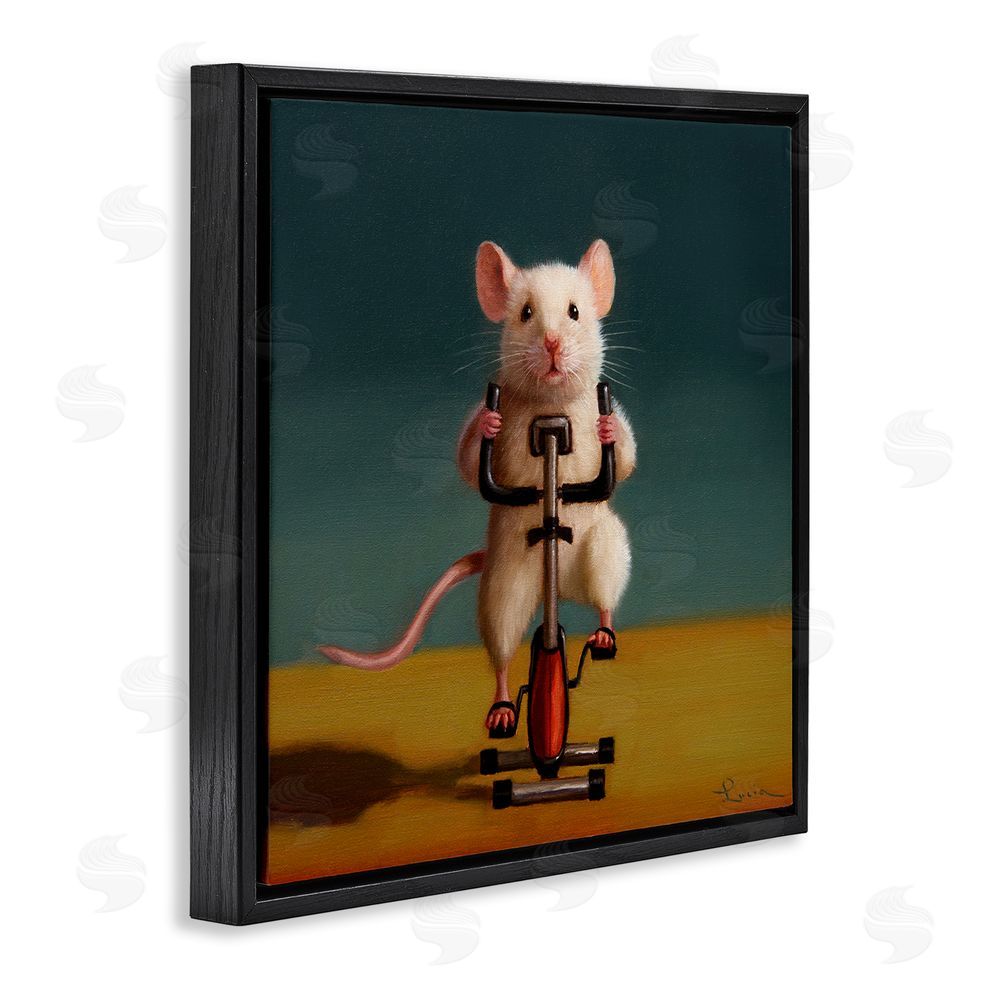 Lucia Heffernan Funny Workout Mouse Black Floating Frame Canvas Wall Art Print
