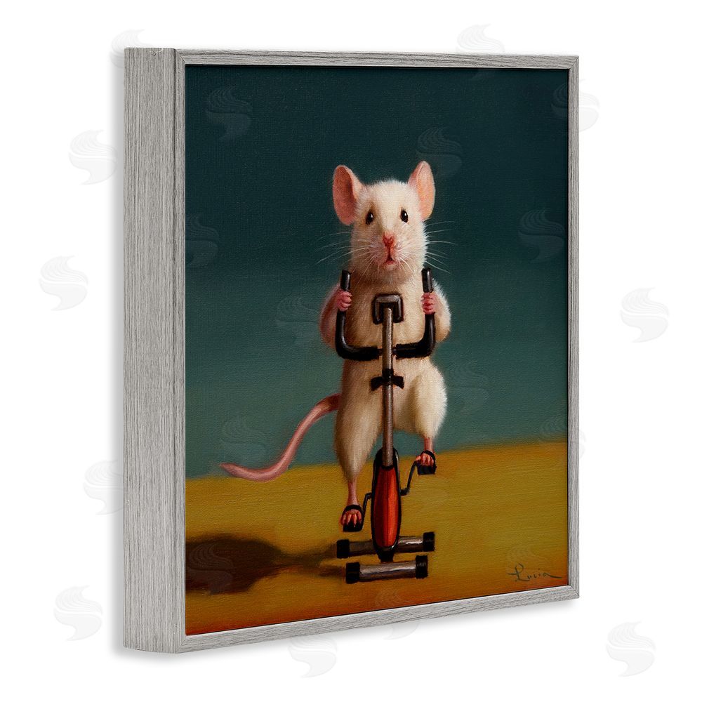 Lucia Heffernan Funny Workout Mouse Gray Framed Glicee Wall Art Print